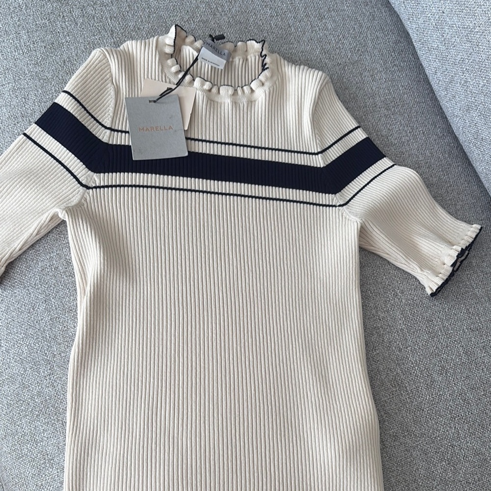 Chic Cream and Black Striped Top